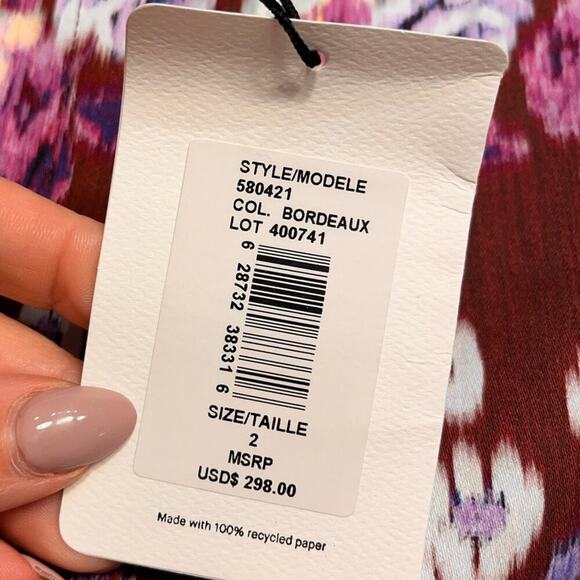 NWT AMUR Joan Floral Flare Pants in Bordeaux Size 2 MSRP $298 - Picture 7 of 11